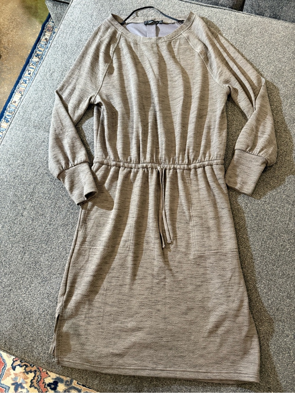 Prana Women's Taupe Drawstring Waist Long Sleeve Dress